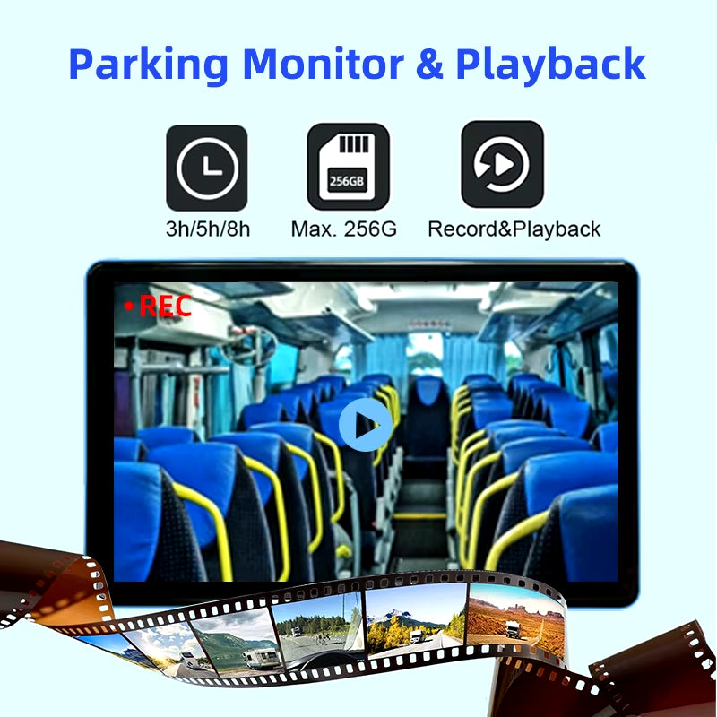 10.1 Inch Touch Screen Car/Rv/Bus/Truck AHD Monitor System 1080P Vehicle DVR Camera HD Night Vision Reversing Parking Recorder