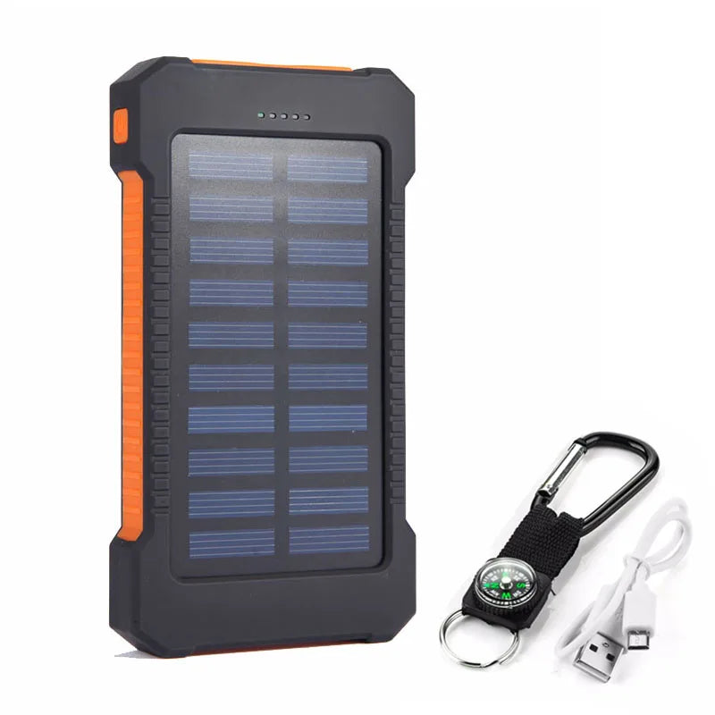 20000Mah Top Solar Power Bank Waterproof Emergency Charger External Battery Powerbank for Xiaomi MI Iphone Samsung LED SOS Light