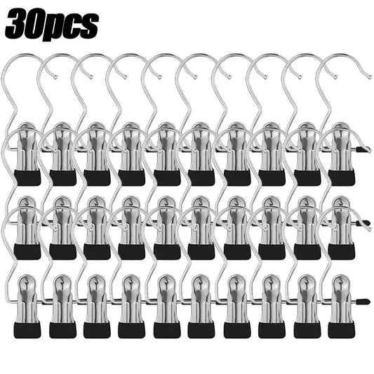 Multifunctional Clothespin Hanger Clothes Hook Buckle Metal Stainless Steel Hat Skirt Trouser Clip Clothing Wardrobe Storage