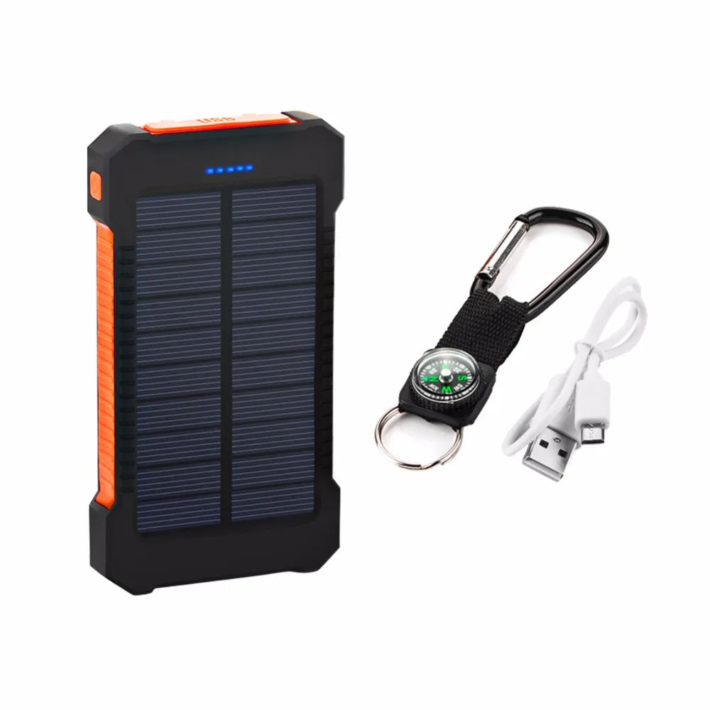 20000Mah Top Solar Power Bank Waterproof Emergency Charger External Battery Powerbank for Xiaomi MI Iphone Samsung LED SOS Light