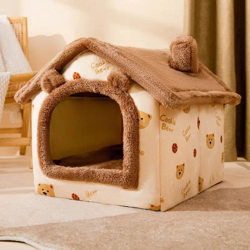 Foldable Cat House Outdoor Waterproof Pet House for Small Dogs Kitten Puppy Cave Nest with Pets Pad Dog Cat Bed Tent Supplies