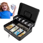 Money Box for Cash Saving Locking Cash Box with Money Tray Metal Money Saving Organizer 4 Bill/5 Coin Slots Cash Register Drawer