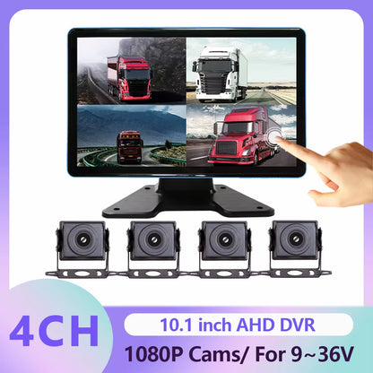 10.1 Inch Touch Screen Car/Rv/Bus/Truck AHD Monitor System 1080P Vehicle DVR Camera HD Night Vision Reversing Parking Recorder