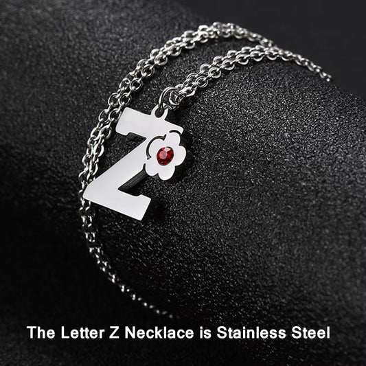 Initials Flower Letter Name Necklace for Girls Children'S Alloy Crystal Flower A-Z Alphabet Pendant Chain Kids Jewelry